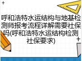 呼和浩特水运结构与地基检测师报考流程详解需要社保吗(呼和浩特水运结构检测社保要求)
