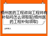 梧州医药工程咨询工程师有补贴吗怎么领取呢(梧州医药工程补贴领取)