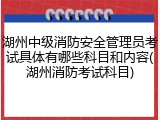 湖州中级消防安全管理员考试具体有哪些科目和内容(湖州消防考试科目)