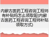 内蒙古医药工程咨询工程师有补贴吗怎么领取呢(内蒙古医药工程咨询工程师补贴领取方式)