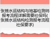 张掖水运结构与地基检测师报考流程详解需要社保吗(张掖水运结构检测报考流程社保要求)