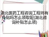 湖北医药工程咨询工程师有补贴吗怎么领取呢(湖北咨询补贴怎么领)