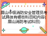 眉山中级消防安全管理员考试具体有哪些科目和内容(眉山消防考试科目)