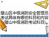 璧山区中级消防安全管理员考试具体有哪些科目和内容(璧山中级消防考试科目)
