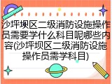 沙坪坝区二级消防设施操作员需要学什么科目呢哪些内容(沙坪坝区二级消防设施操作员需学科目)