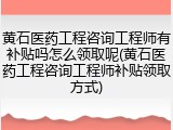 黄石医药工程咨询工程师有补贴吗怎么领取呢(黄石医药工程咨询工程师补贴领取方式)