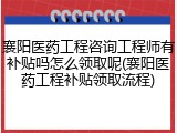 襄阳医药工程咨询工程师有补贴吗怎么领取呢(襄阳医药工程补贴领取流程)