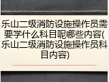 乐山二级消防设施操作员需要学什么科目呢哪些内容(乐山二级消防设施操作员科目内容)