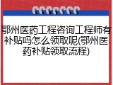 鄂州医药工程咨询工程师有补贴吗怎么领取呢(鄂州医药补贴领取流程)