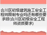 合川区初级建筑施工安全工程师限制专业吗还有哪些要求呀(合川区初级安全工程师资质要求)