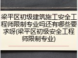 梁平区初级建筑施工安全工程师限制专业吗还有哪些要求呀(梁平区初级安全工程师限制专业)