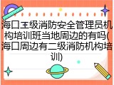 海口二级消防安全管理员机构培训班当地周边的有吗(海口周边有二级消防机构培训)