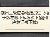 潮州二级应急救援员证书电子版在哪下载怎么下(潮州应急证书下载)