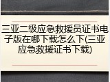 三亚二级应急救援员证书电子版在哪下载怎么下(三亚应急救援证书下载)