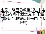 玉溪二级应急救援员证书电子版在哪下载怎么下(玉溪二级应急救援员证书电子版下载)