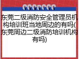 东莞二级消防安全管理员机构培训班当地周边的有吗(东莞周边二级消防培训机构有吗)
