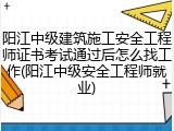 阳江中级建筑施工安全工程师证书考试通过后怎么找工作(阳江中级安全工程师就业)
