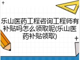 乐山医药工程咨询工程师有补贴吗怎么领取呢(乐山医药补贴领取)