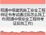 昭通中级建筑施工安全工程师证书考试通过后怎么找工作(昭通中级安全工程师考证后找工作)