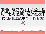 惠州中级建筑施工安全工程师证书考试通过后怎么找工作(惠州建筑安全工程师就业)