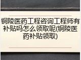 铜陵医药工程咨询工程师有补贴吗怎么领取呢(铜陵医药补贴领取)