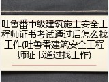 吐鲁番中级建筑施工安全工程师证书考试通过后怎么找工作(吐鲁番建筑安全工程师证书通过找工作)