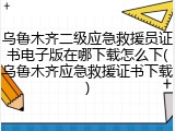 乌鲁木齐二级应急救援员证书电子版在哪下载怎么下(乌鲁木齐应急救援证书下载)