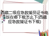 西藏二级应急救援员证书电子版在哪下载怎么下(西藏应急救援证书下载)