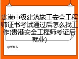 贵港中级建筑施工安全工程师证书考试通过后怎么找工作(贵港安全工程师考证后就业)