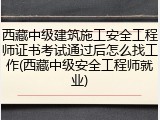 西藏中级建筑施工安全工程师证书考试通过后怎么找工作(西藏中级安全工程师就业)