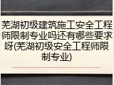 芜湖初级建筑施工安全工程师限制专业吗还有哪些要求呀(芜湖初级安全工程师限制专业)