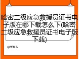 哈密二级应急救援员证书电子版在哪下载怎么下(哈密二级应急救援员证书电子版下载)