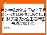 林芝中级建筑施工安全工程师证书考试通过后怎么找工作(林芝建筑安全工程师证书通过找工作)