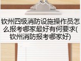 钦州四级消防设施操作员怎么报考哪家最好有何要求(钦州消防报考哪家好)