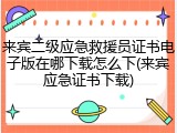 来宾二级应急救援员证书电子版在哪下载怎么下(来宾应急证书下载)