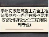 泰州初级建筑施工安全工程师限制专业吗还有哪些要求呀(泰州初级安全工程师限制专业)