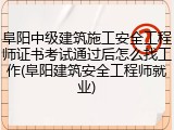 阜阳中级建筑施工安全工程师证书考试通过后怎么找工作(阜阳建筑安全工程师就业)