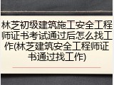 林芝初级建筑施工安全工程师证书考试通过后怎么找工作(林芝建筑安全工程师证书通过找工作)