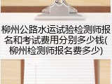 柳州公路水运试验检测师报名和考试费用分别多少钱(柳州检测师报名费多少)