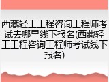 西藏轻工工程咨询工程师考试去哪里线下报名(西藏轻工工程咨询工程师考试线下报名)