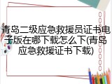 青岛二级应急救援员证书电子版在哪下载怎么下(青岛应急救援证书下载)