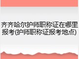 齐齐哈尔护师职称证在哪里报考(护师职称证报考地点)