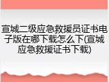 宣城二级应急救援员证书电子版在哪下载怎么下(宣城应急救援证书下载)