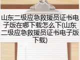 山东二级应急救援员证书电子版在哪下载怎么下(山东二级应急救援员证书电子版下载)