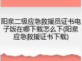阳泉二级应急救援员证书电子版在哪下载怎么下(阳泉应急救援证书下载)