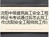 沈阳中级建筑施工安全工程师证书考试通过后怎么找工作(沈阳安全工程师找工作)