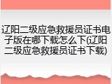 辽阳二级应急救援员证书电子版在哪下载怎么下(辽阳二级应急救援员证书下载)