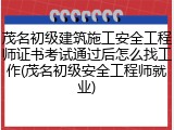 茂名初级建筑施工安全工程师证书考试通过后怎么找工作(茂名初级安全工程师就业)