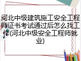 河北中级建筑施工安全工程师证书考试通过后怎么找工作(河北中级安全工程师就业)