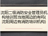 沈阳二级消防安全管理员机构培训班当地周边的有吗(沈阳周边有消防培训机构)
